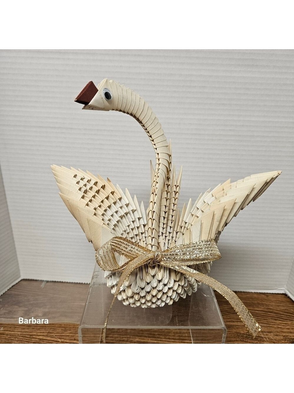 Vintage 3D Paper Origami Swan